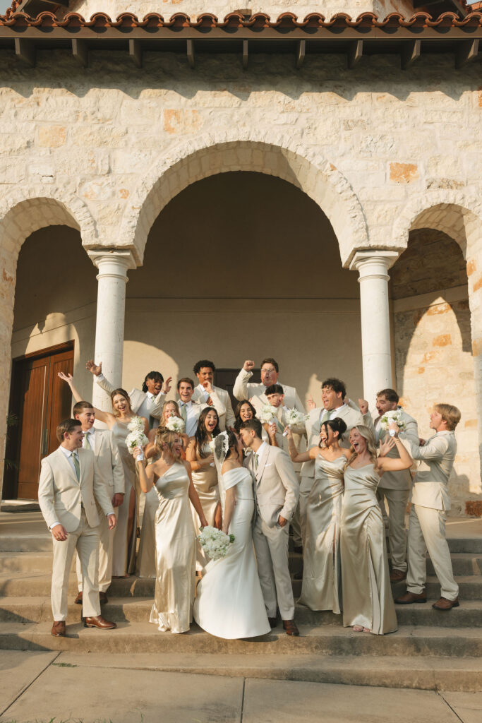 wedding party outside church