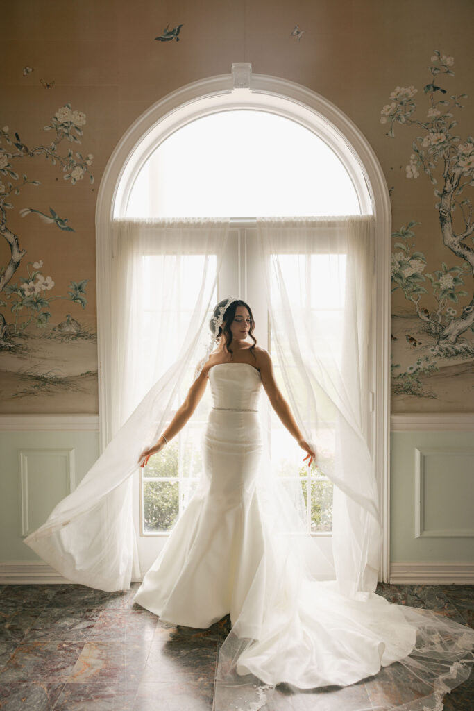 bride in front of window