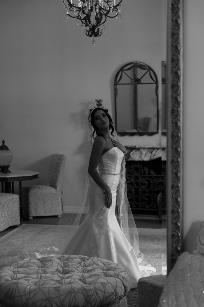 bride in mirror