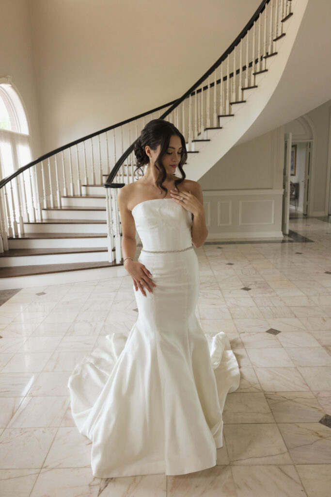 bride walking in elegant room