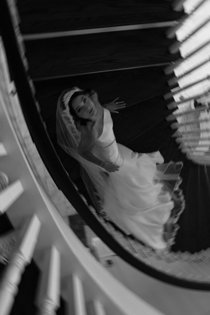 bride from above on stairs