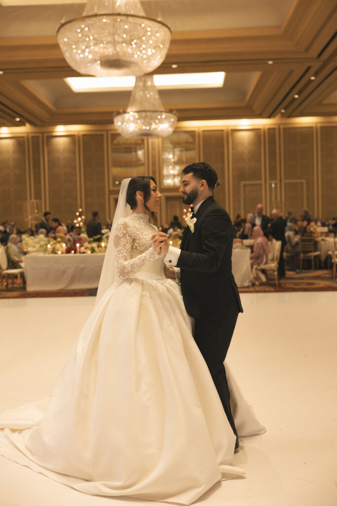 bride and groom dancing at the Hilton Anatole Dallas Texas