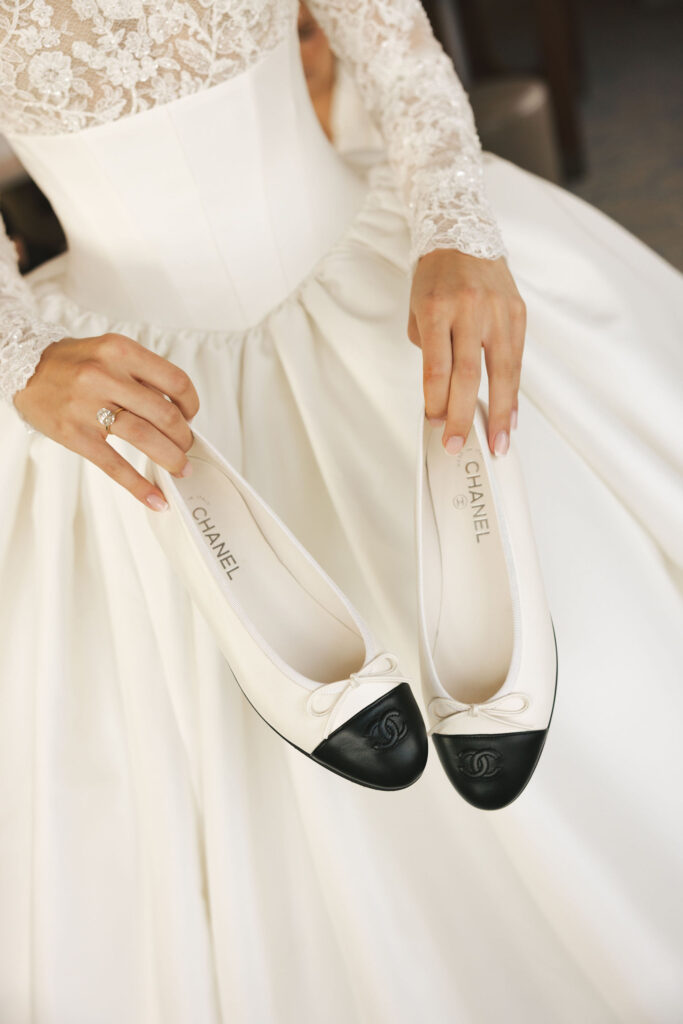chanel flats on wedding day