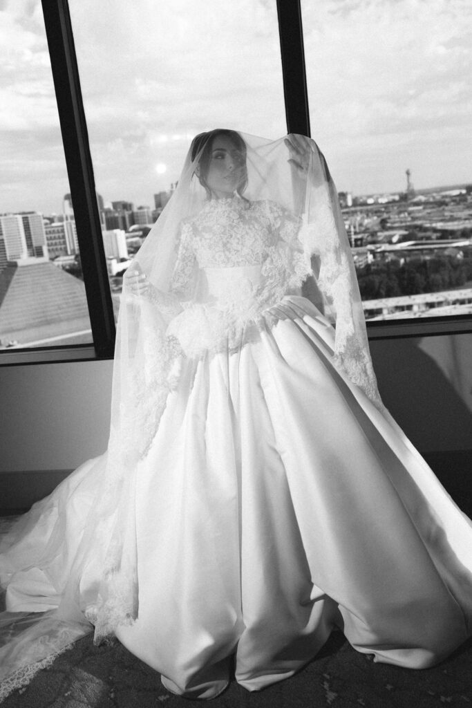 bride in veil in Dallas Texas