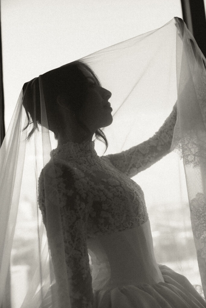 silhouette of bride 