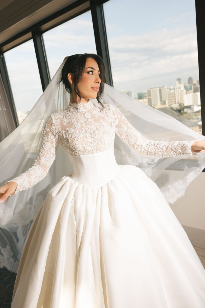 Bride with veil in Dallas