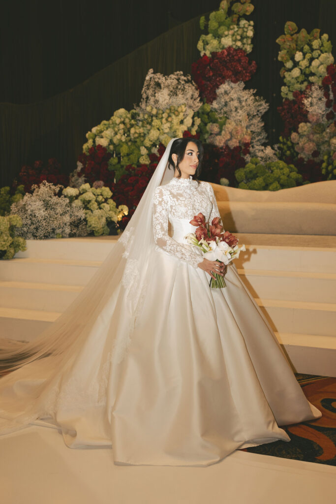 flash photo of bride in Dallas on wedding day