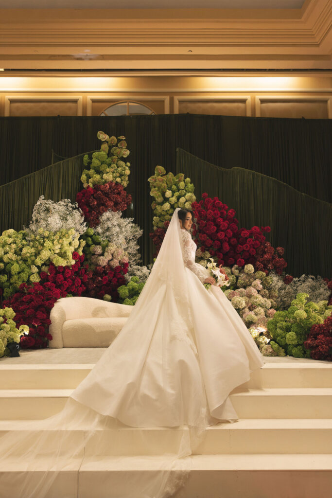 beautiful bride in veil at Hilton Anatole Dallas Texas