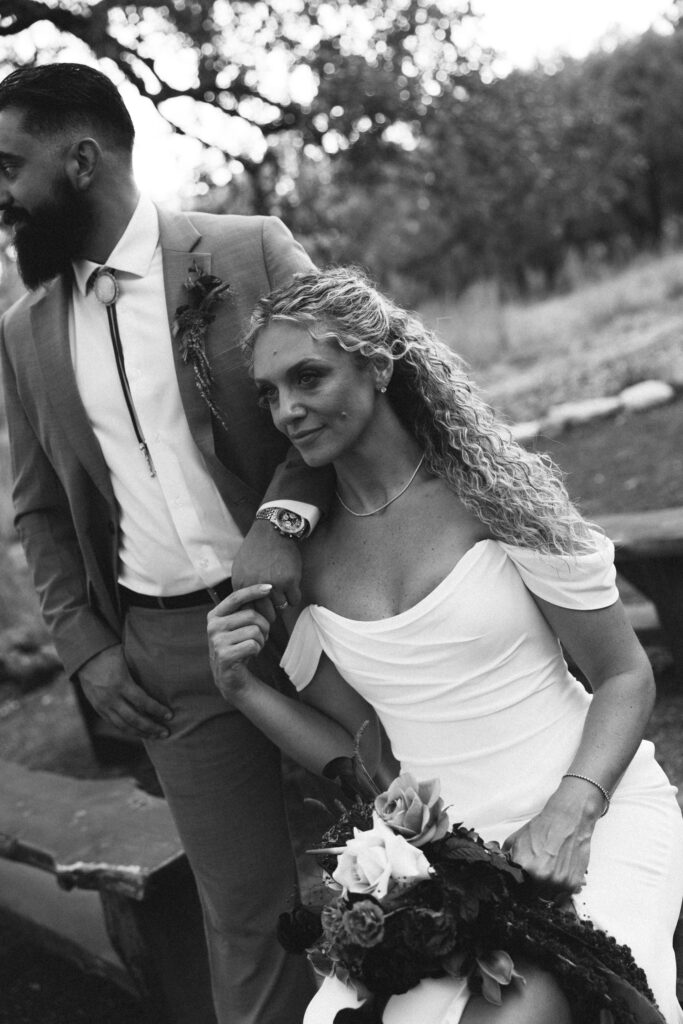 bride and groom in wimberly texas at the cedars ranch