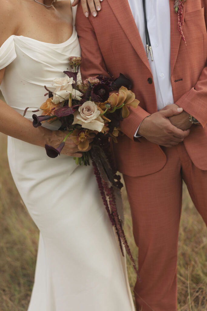 close up of bride and groom