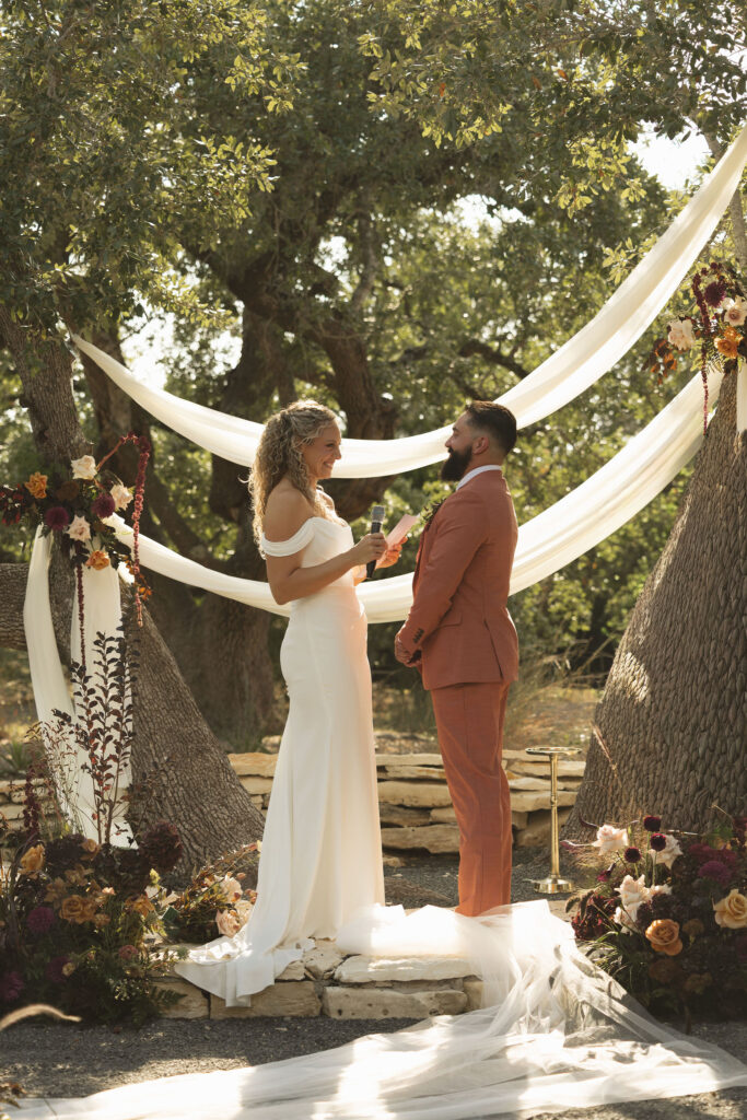 bride saying vows near Austin Texas